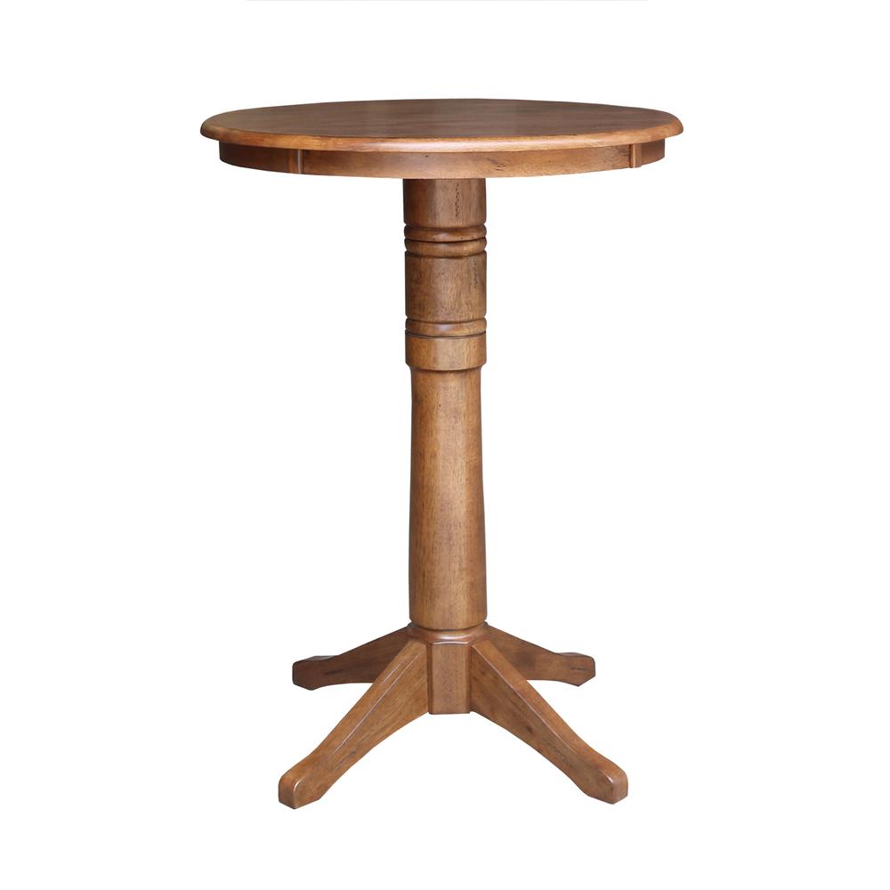 30" Round Pedestal Bar Height Table with 2 X-Back BarHeight Stools - 3 Piece Set. Picture 2