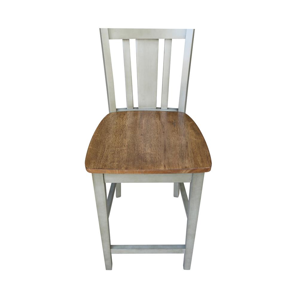 San Remo Counterheight Stool - 24" Seat Height, Hickory/Stone. Picture 2
