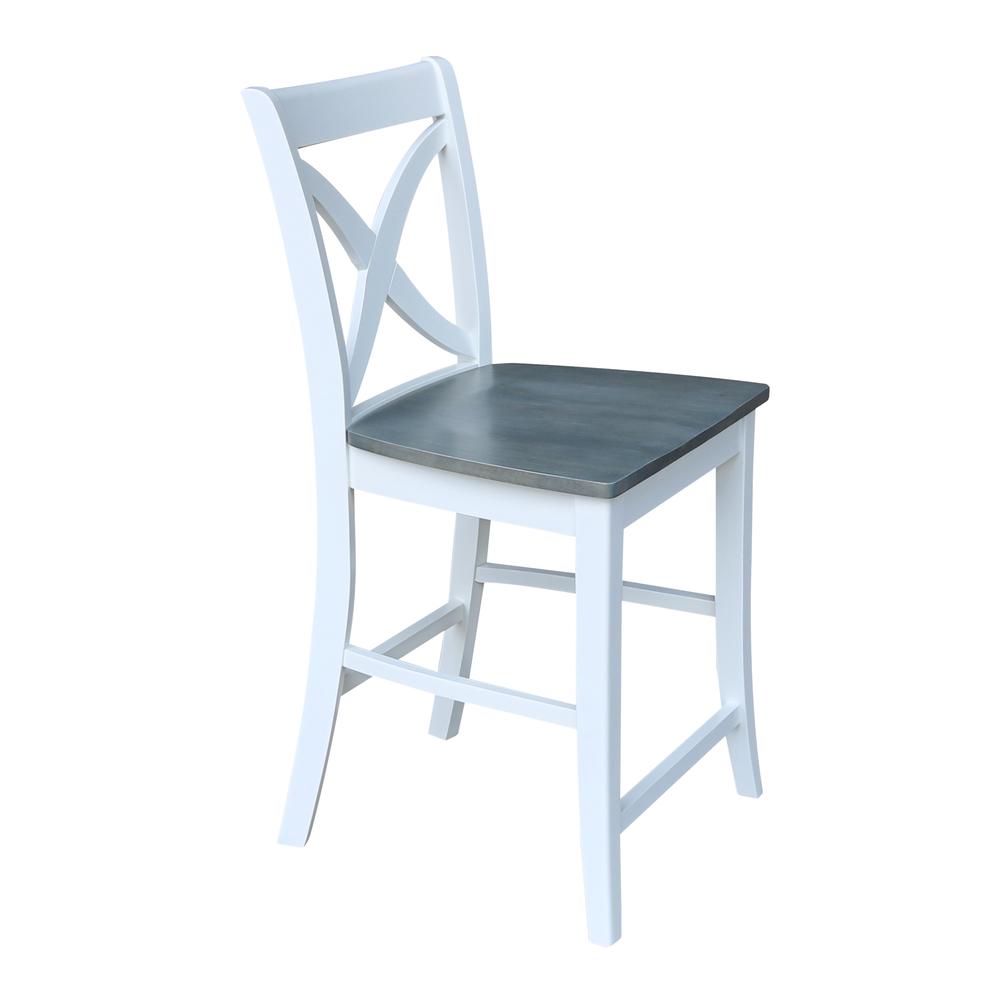 Vineyard Counter height Stool - 24" Seat Height, White/Heather gray. Picture 4