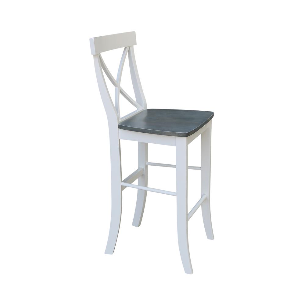 X-back Barheight Stool - 30" Seat Height, White/Heather Gray. Picture 4