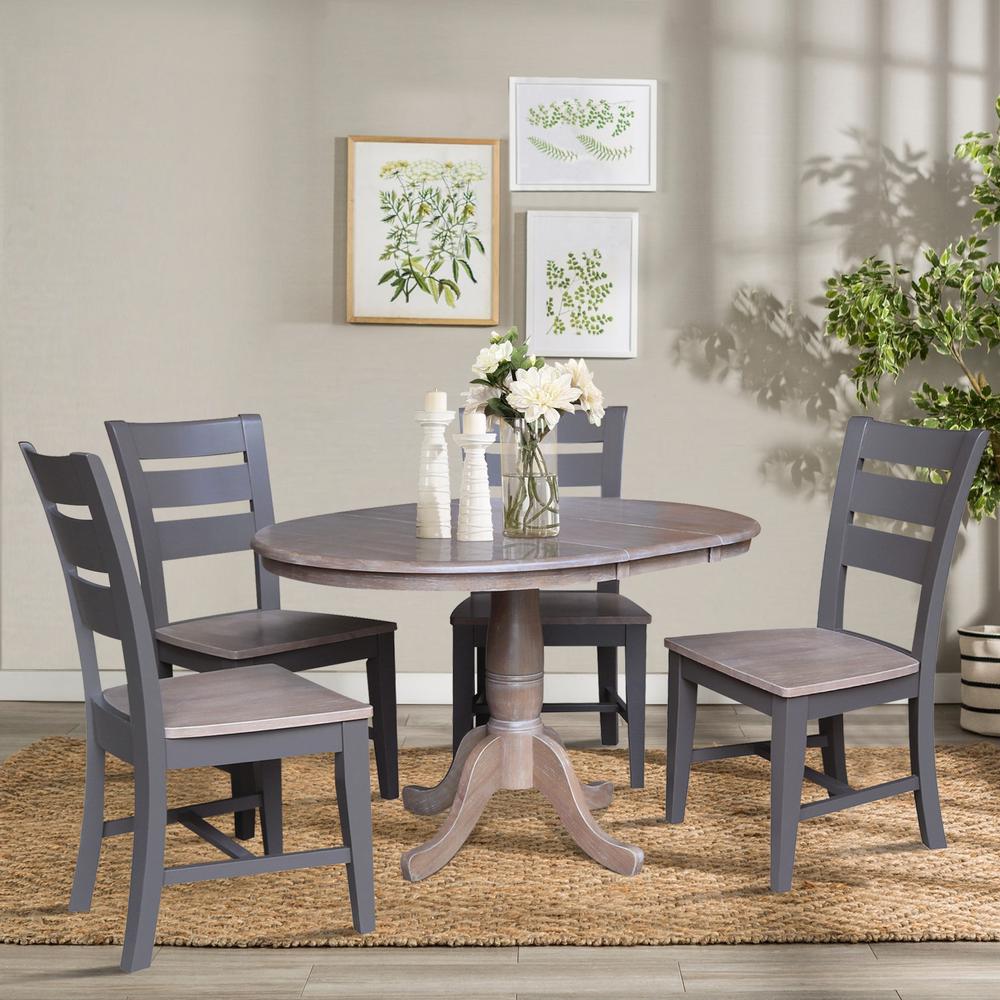 36" Round Extension Dining Table with 4 Chairs 727506562367. Picture 3