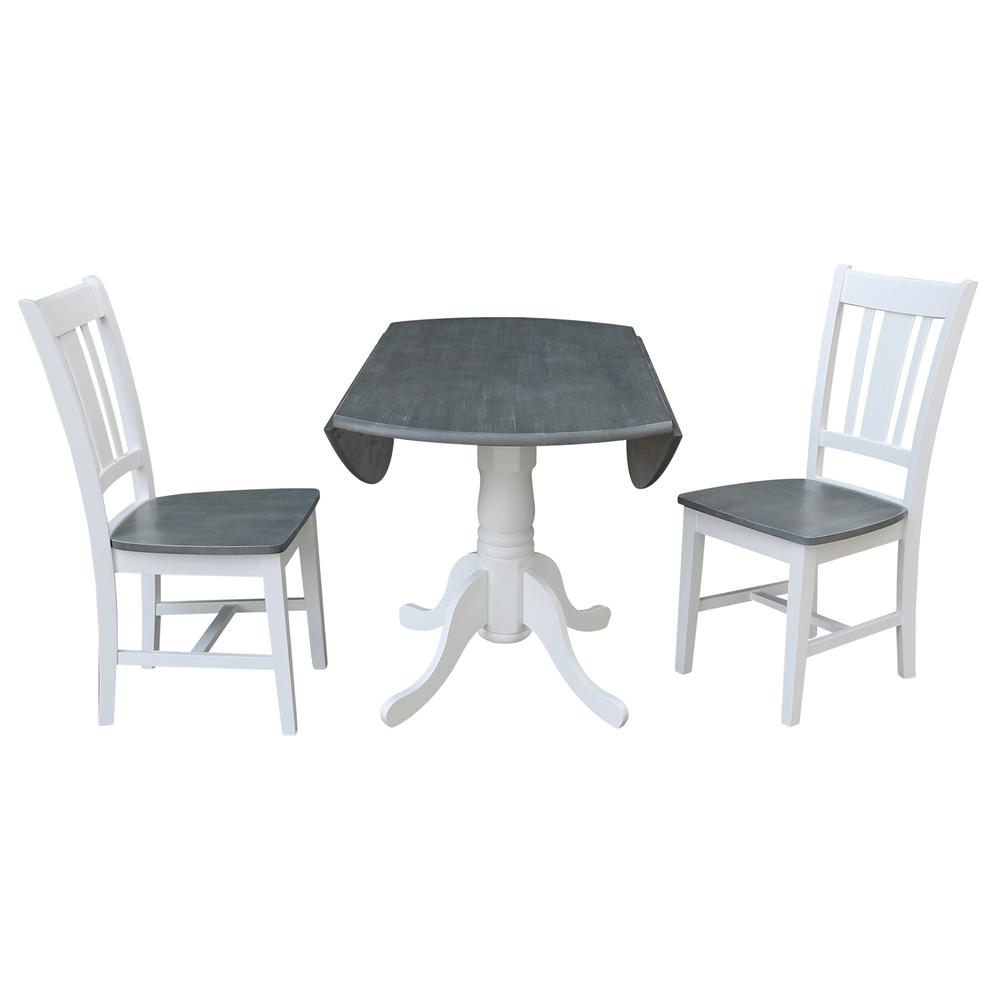 42" Dual Drop Leaf Table with 2 San Remo Side Chairs - Set of 3 Pieces. Picture 6