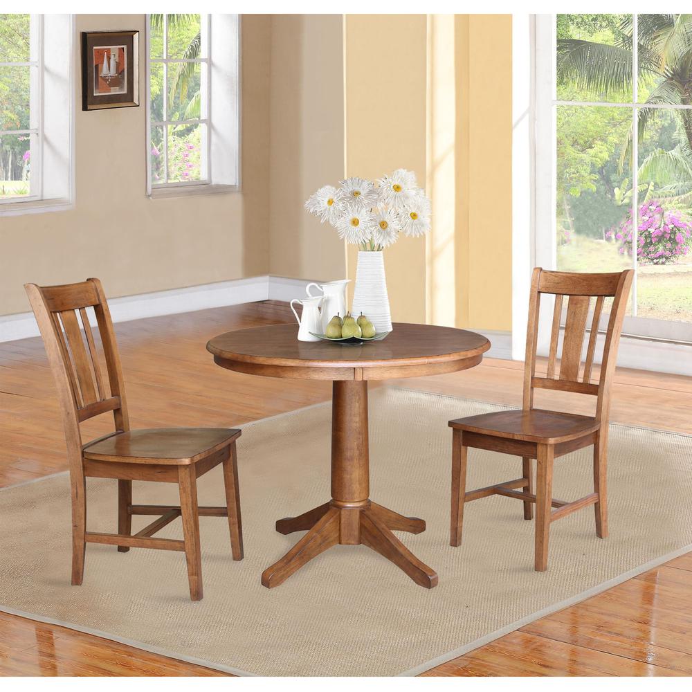 36" Round Top Pedestal Table with 2 San Remo Chairs - 3 Piece Set. Picture 1