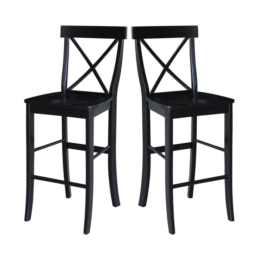 X-Back Bar height Stool - 30" Seat Height, Black. Picture 4