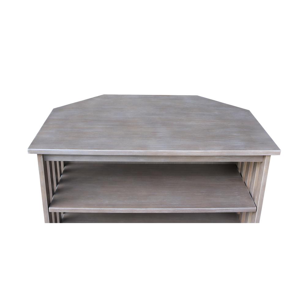 Mission Corner TV Stand, Washed Gray Taupe. Picture 2