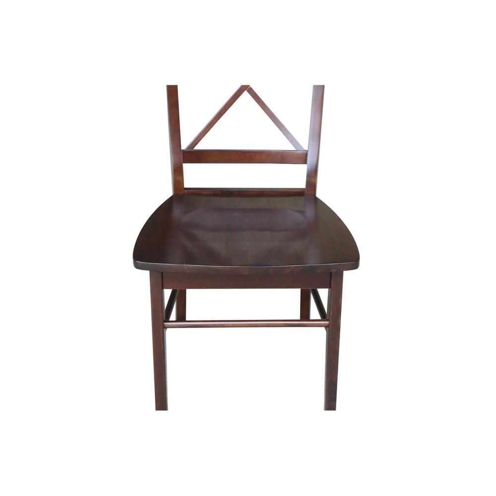 Set of Two X-Back Chairs  with Solid Wood Seats , Rich Mocha. Picture 2