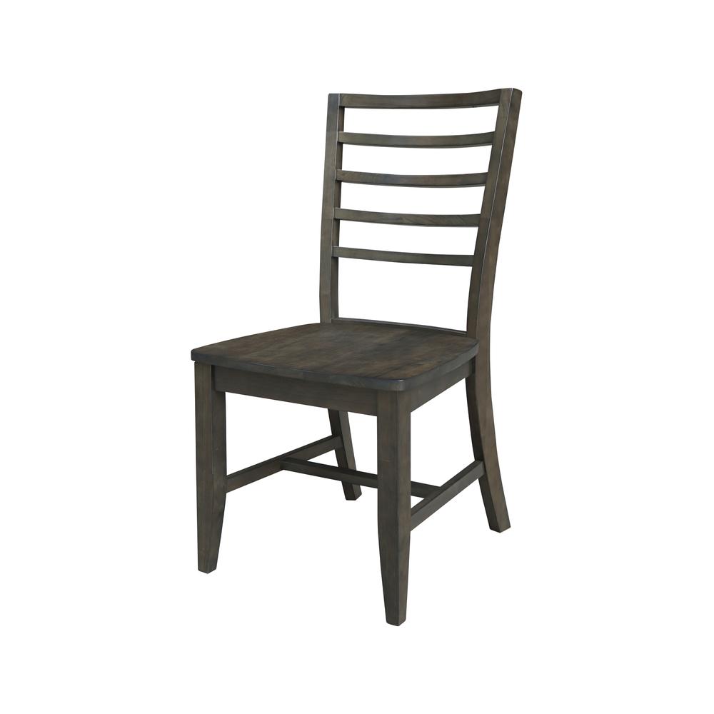 Set of Two Solid Wood Soma LadderBack Dining Chairs in Coal. Picture 2