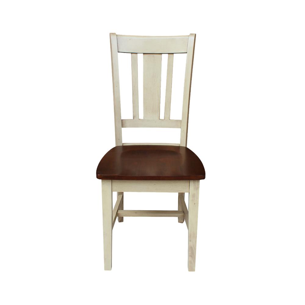 Set of Two San Remo Splatback Chairs, Antiqued Almond/Espresso. Picture 6