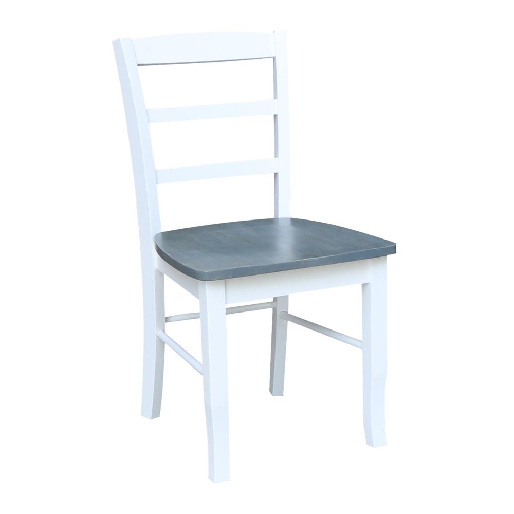 Madrid Ladderback Chairs - Set of 2, White/Heather Gray. Picture 3