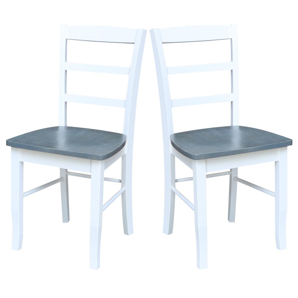 Madrid Ladderback Chairs - Set of 2, White/Heather Gray. Picture 5