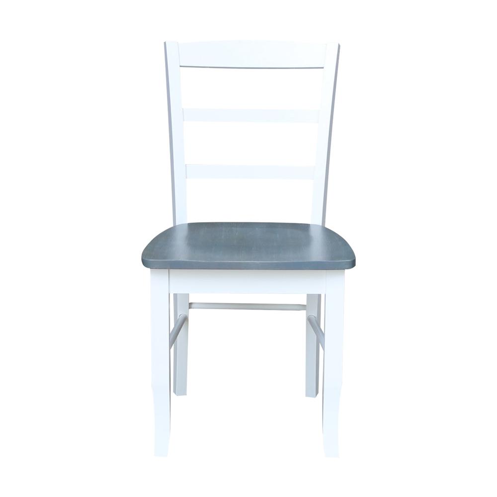 Madrid Ladderback Chairs - Set of 2, White/Heather Gray. Picture 2