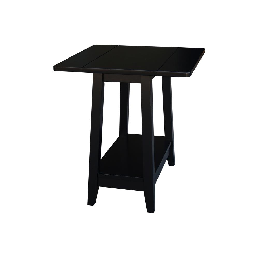Solid Wood Square Drop Leaf Side Table in Black. Picture 1