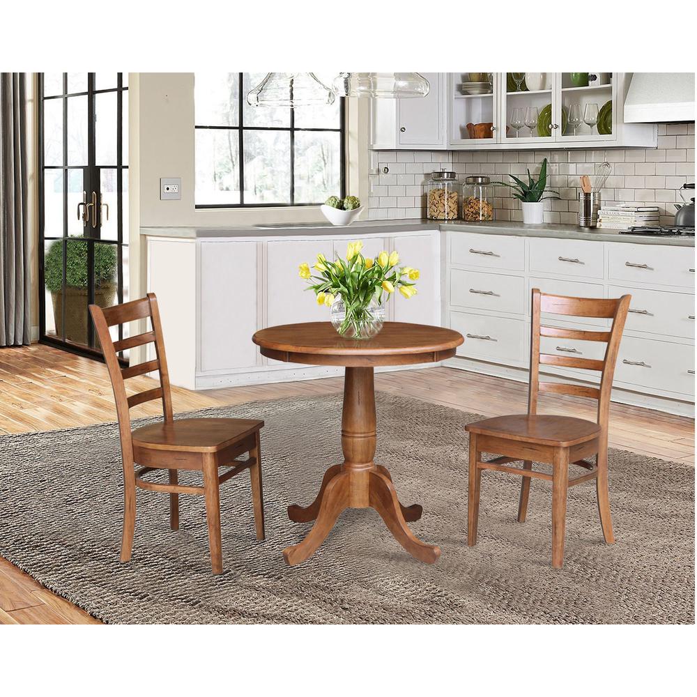 30" Round Top Pedestal Table with 2 Emily Chairs - 3 Piece Set. Picture 2