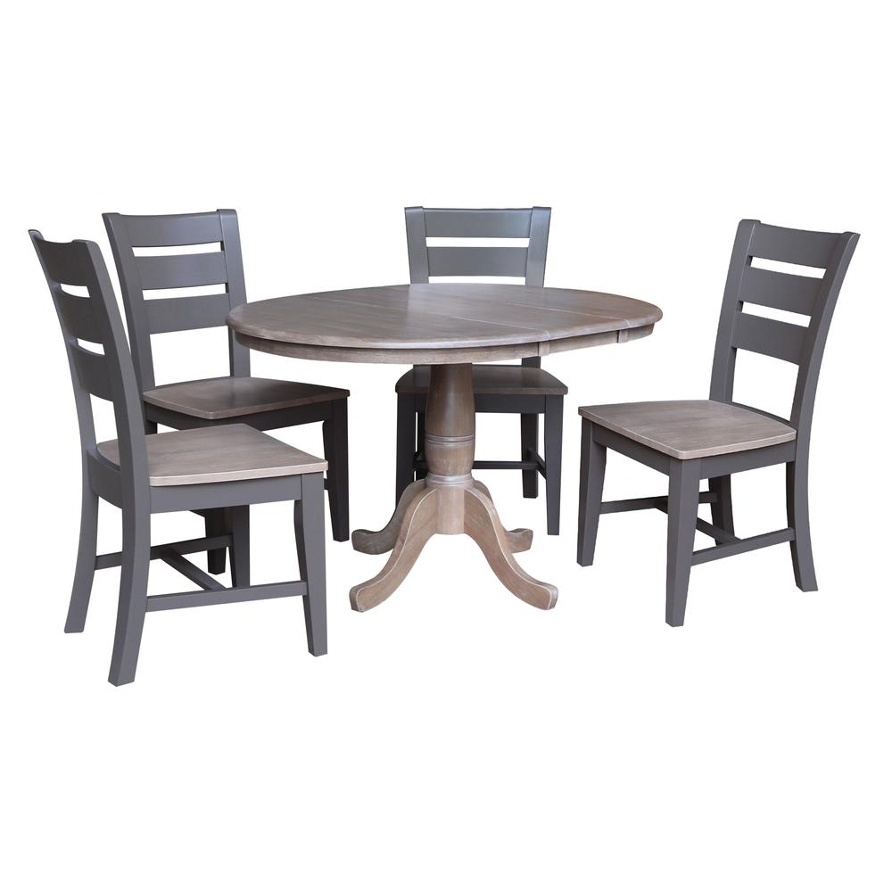 36" Round Extension Dining Table with 4 Chairs 727506562367. Picture 2