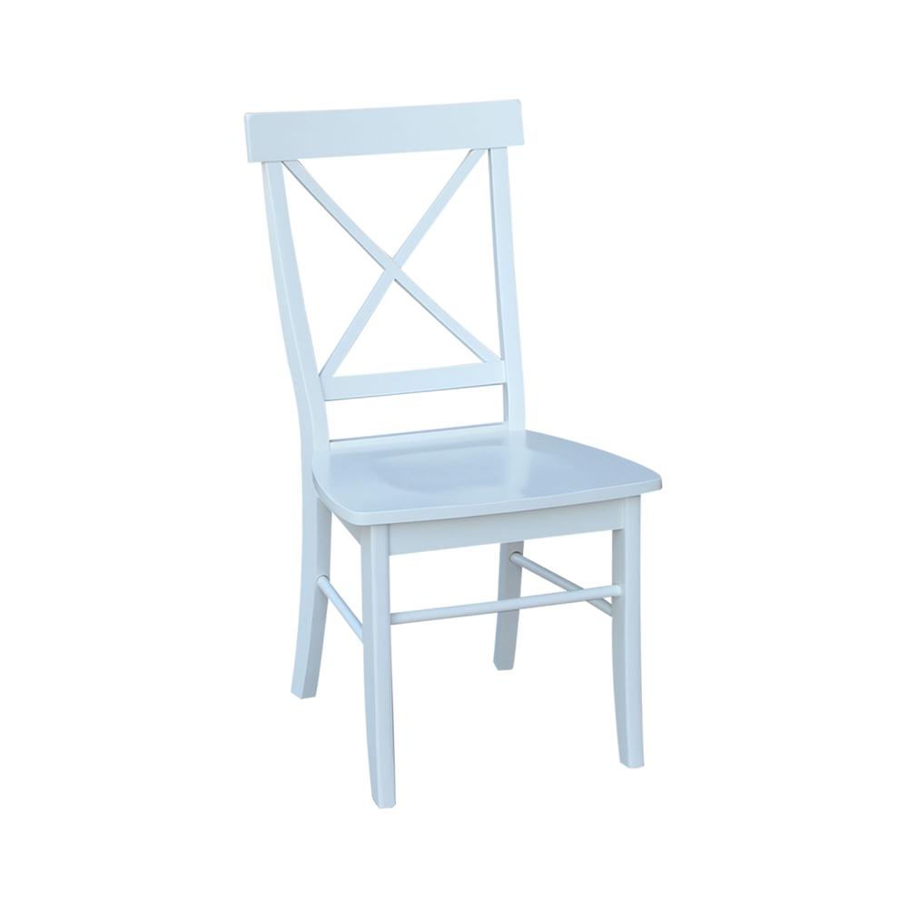 Set of Two X-Back Chairs with Solid Wood Seats , White. Picture 9