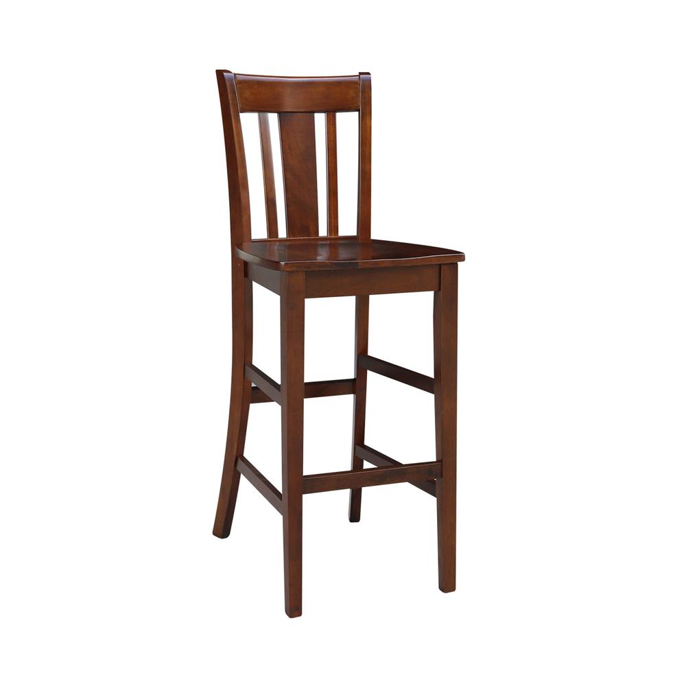 San Remo Bar height Stool - 30" Seat Height, Espresso. Picture 8