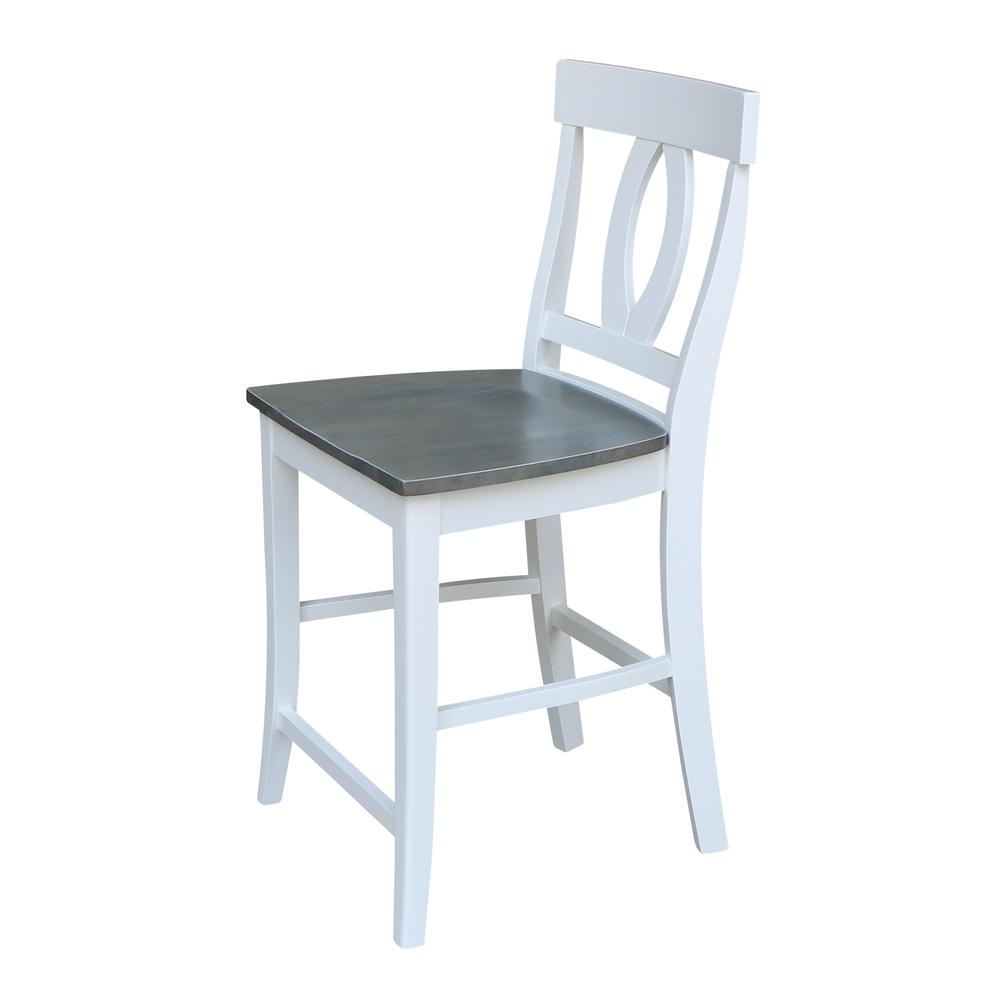 Verona Counter height Stool - 24" Seat Height, White/Heather gray. Picture 6