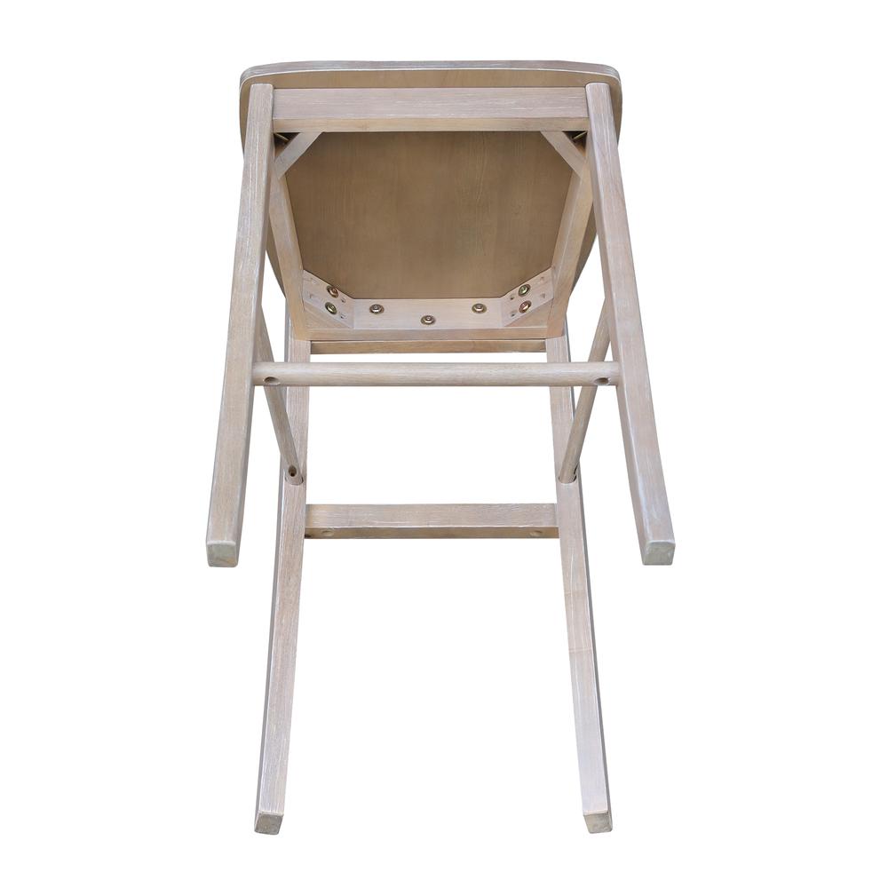 X-Back Bar height Stool - 30" Seat Height, Washed Gray Taupe. Picture 3
