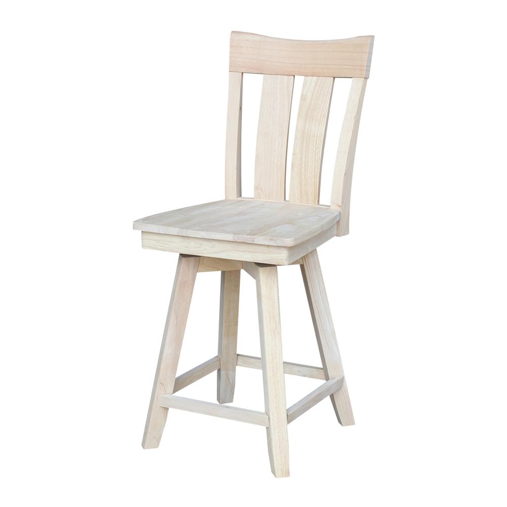 Ava Counter height Stool - With Swivel And Auto Return - 24" Seat Height, Unfinished. Picture 1