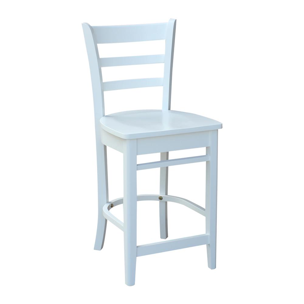 Emily Counter height Stool - 24" Seat Height, White. Picture 2
