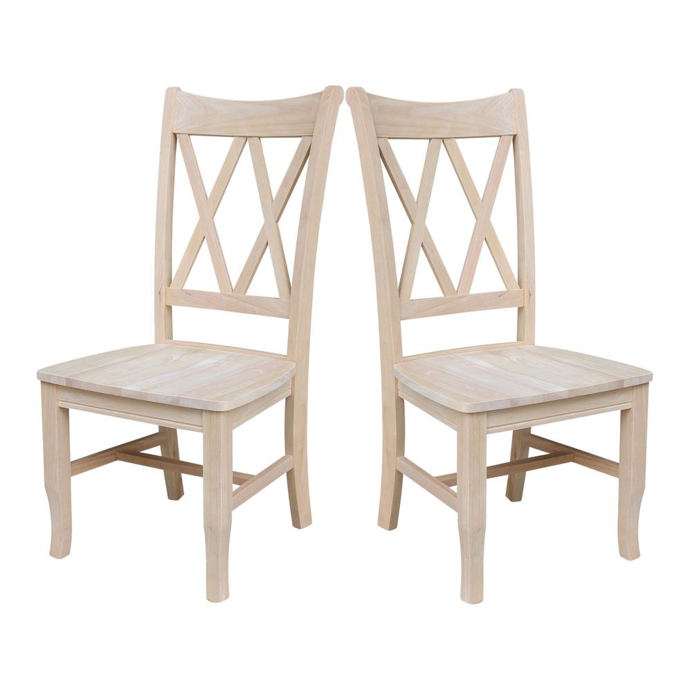 Set of Two Double X-Back Chairs, Unfinished. Picture 6