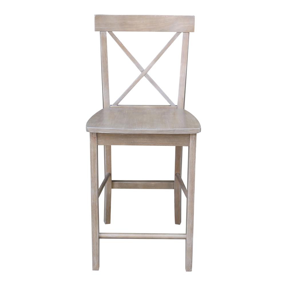 X-Back Counter height Stool - 24" Seat Height, Washed Gray Taupe. Picture 5
