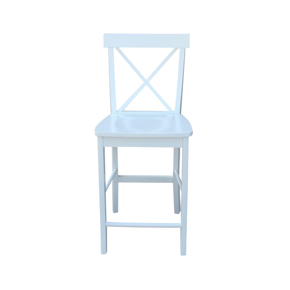 X-Back Counter height Stool - 24" Seat Height, White. Picture 6