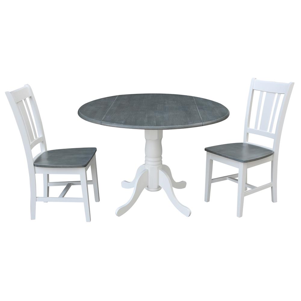 42" Dual Drop Leaf Table with 2 San Remo Side Chairs - Set of 3 Pieces. Picture 1
