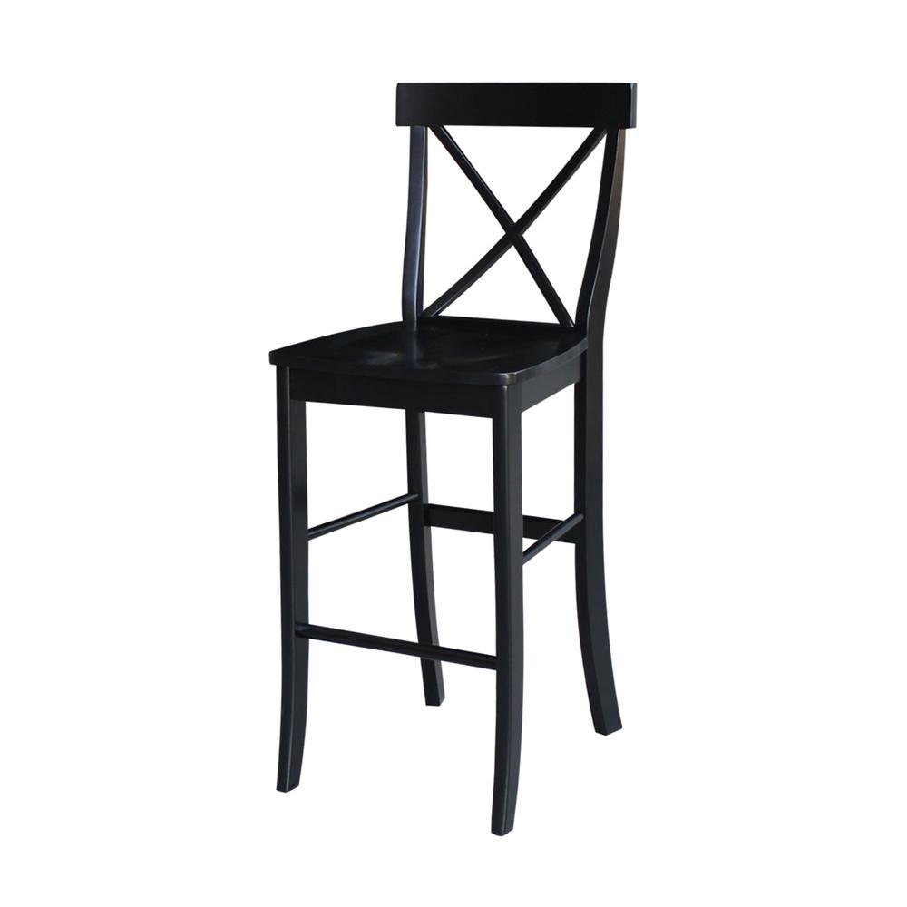 X-Back Bar height Stool - 30" Seat Height, Black. The main picture.