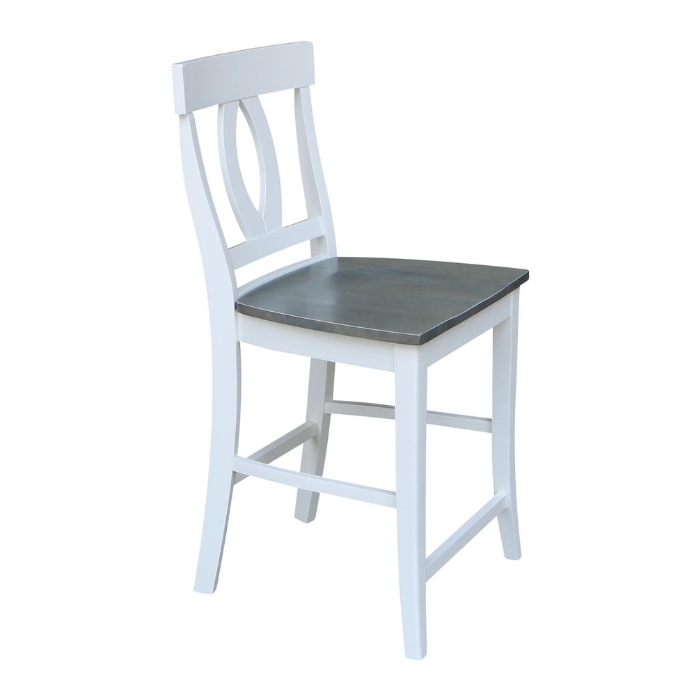Verona Counter height Stool - 24" Seat Height, White/Heather gray. Picture 4