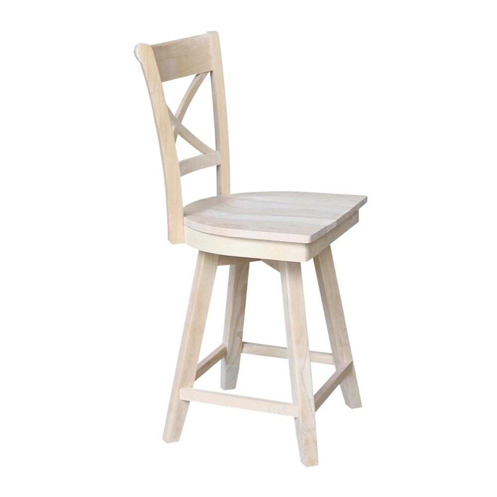Charlotte Counter height Stool - 24" Seat Height - With Swivel And Auto Return, Unfinished. Picture 3