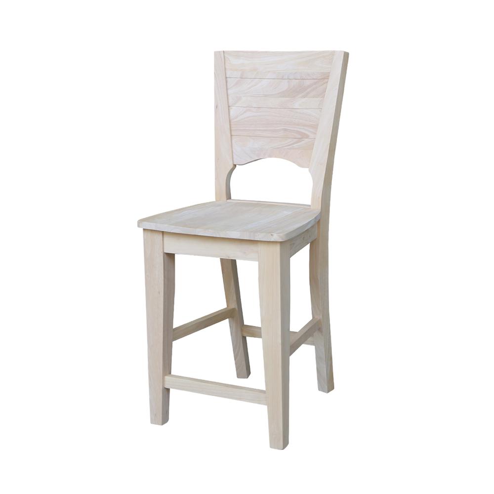 Canyon Collection Solid Back Counter height Stool - 24" Seat Height, Unfinished. Picture 1