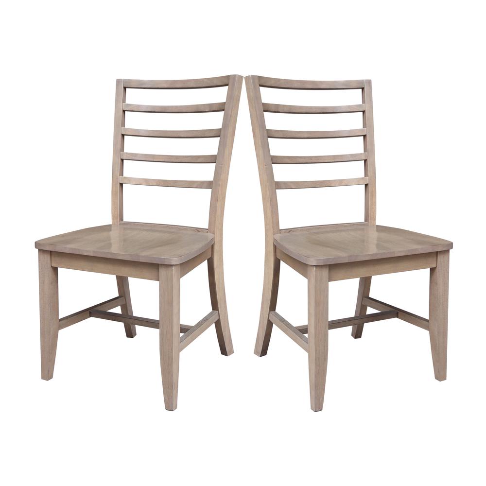 Set of Two Solid Wood Soma LadderBack Dining Chairs in Flax. Picture 1