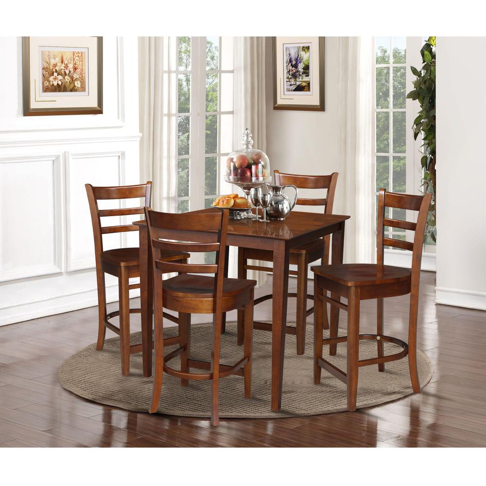 36" x 36" Counter Height Table with 4 Emily Counter Height Stools - 5 Piece Set. Picture 1