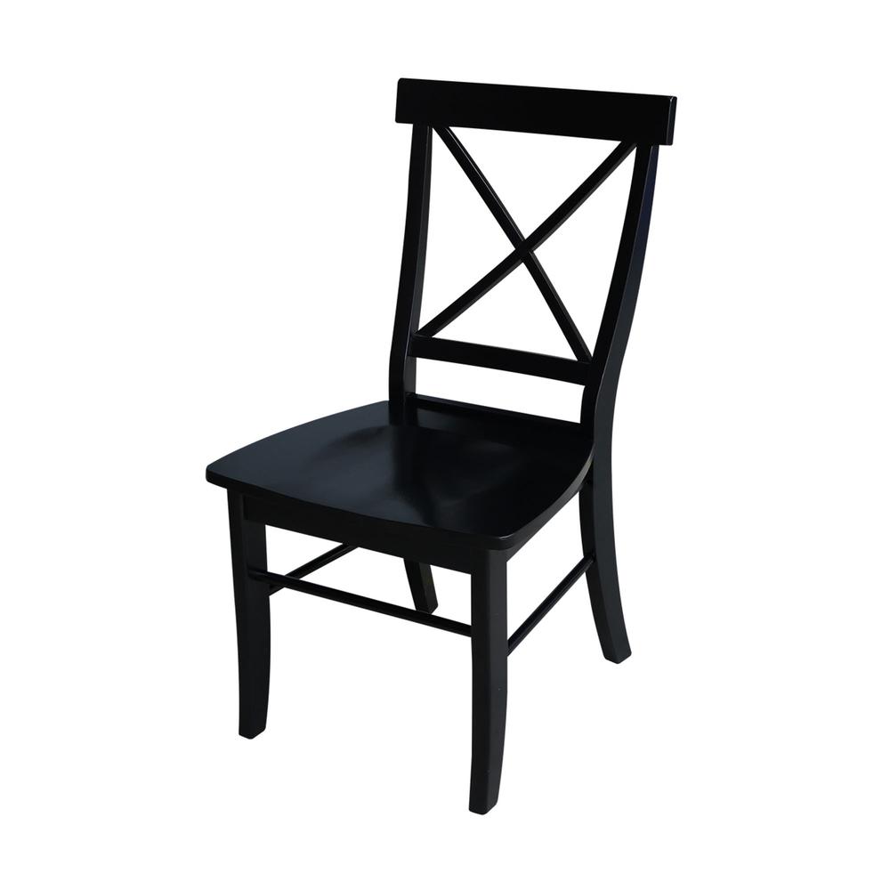 Set of Two X-Back Chairs  with Solid Wood Seats , Black. Picture 1