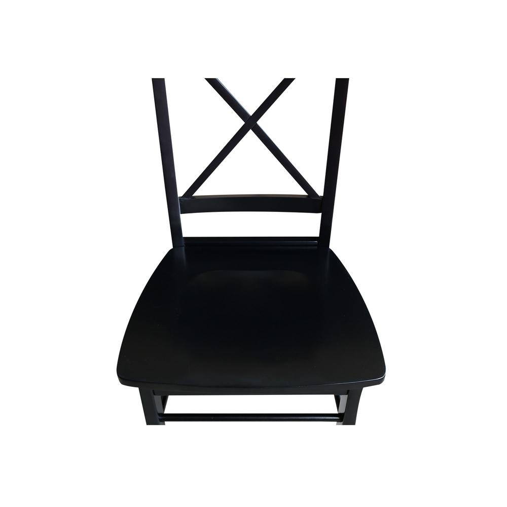 Set of Two X-Back Chairs  with Solid Wood Seats , Black. Picture 2