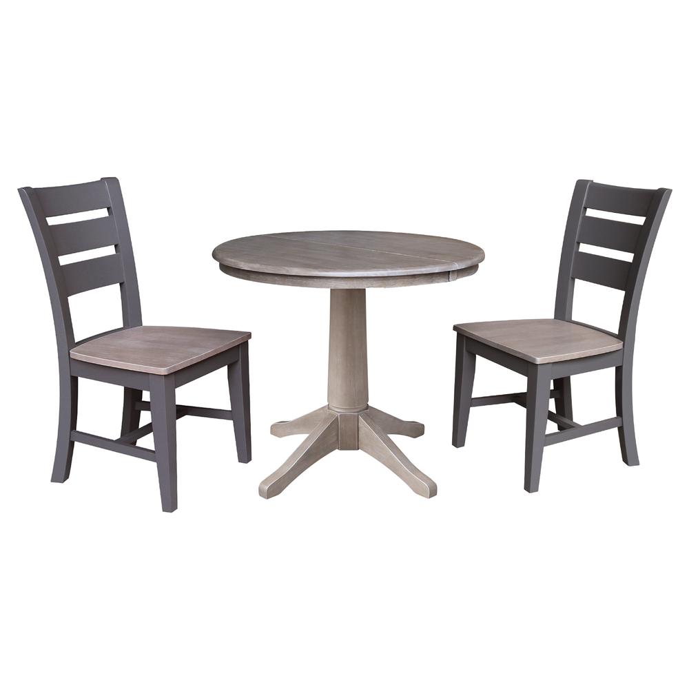 36" Round Extension Dining Table with 2 X-Back Chairs 727506562336. Picture 1