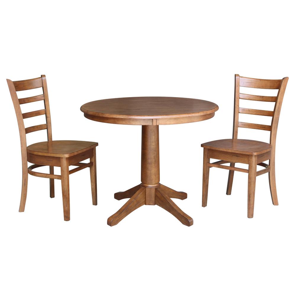 36" Round Top Pedestal Table with 2 Emily Chairs - 3 Piece Set. Picture 2