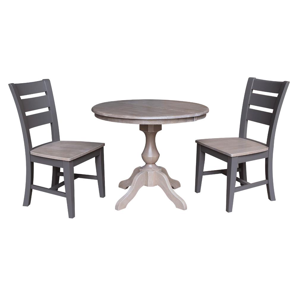 36" Round Extension Dining Table with 2 Chairs 727506562312. Picture 1