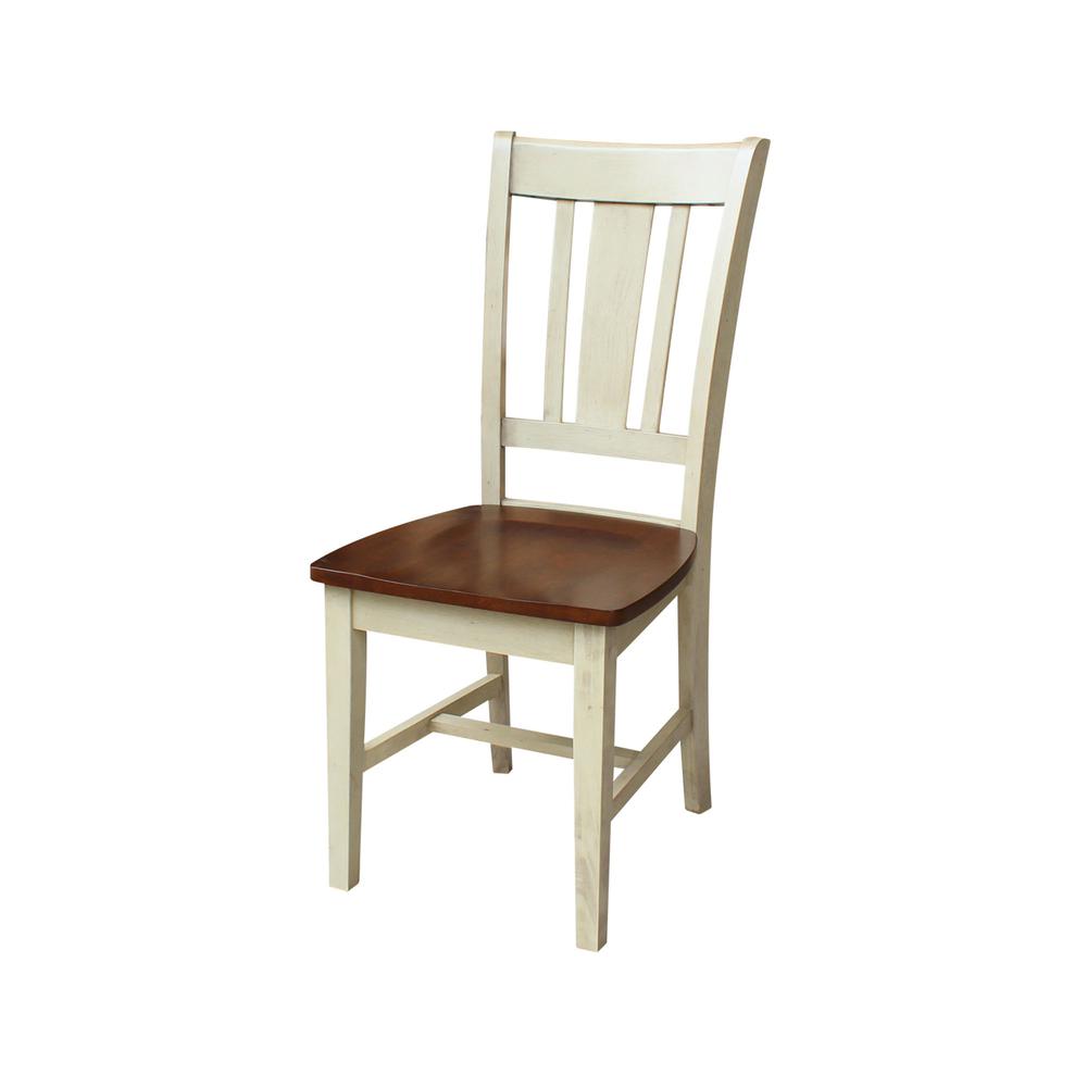 Set of Two San Remo Splatback Chairs, Antiqued Almond/Espresso. Picture 1