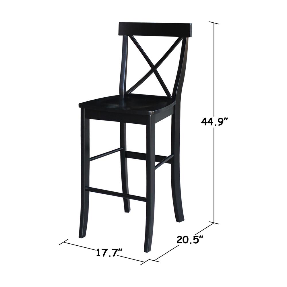 X-Back Bar height Stool - 30" Seat Height, Black. Picture 9