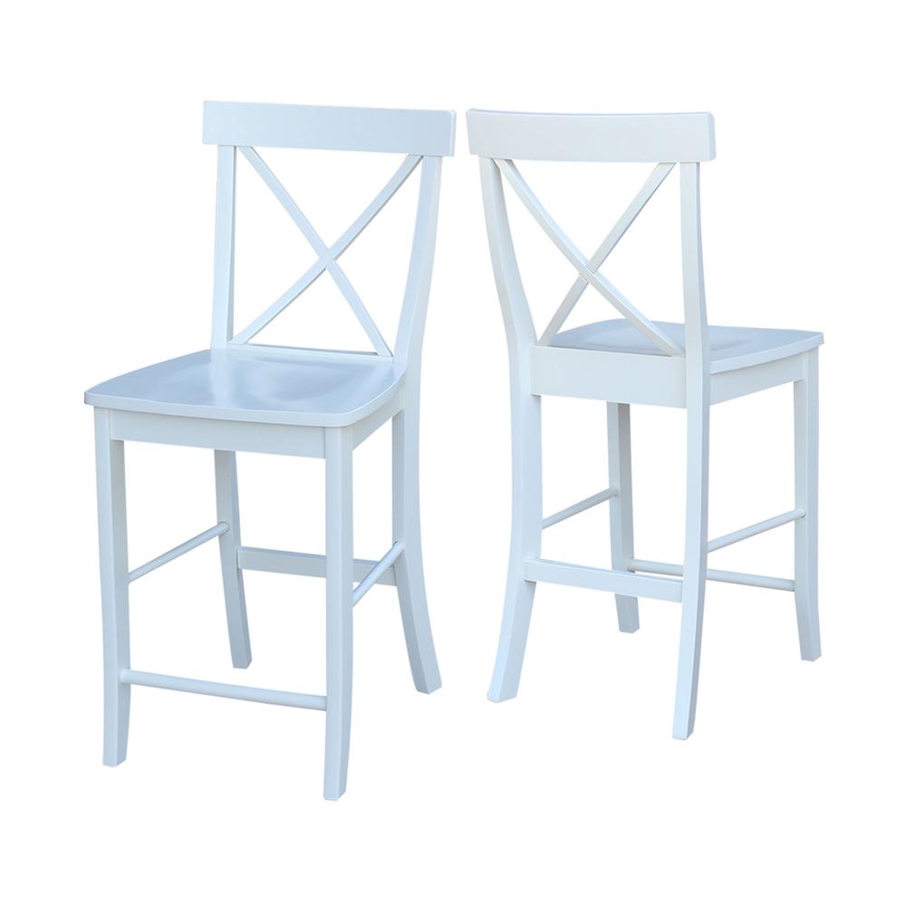X-Back Counter height Stool - 24" Seat Height, White. Picture 7