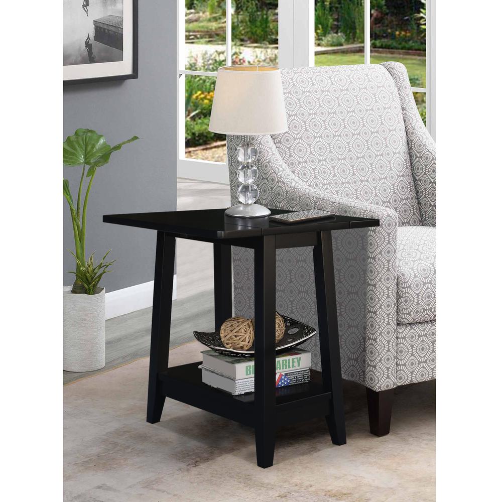 Solid Wood Square Drop Leaf Side Table in Black. Picture 10