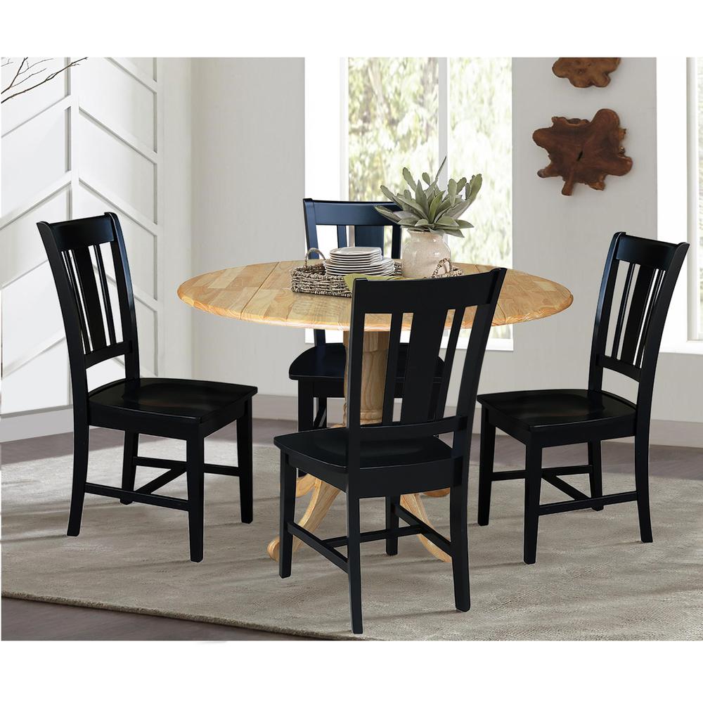 42 in. Dual Drop Leaf Table with 4 Splat Back Dining Chairs - 5 Piece Dining Set. Picture 2