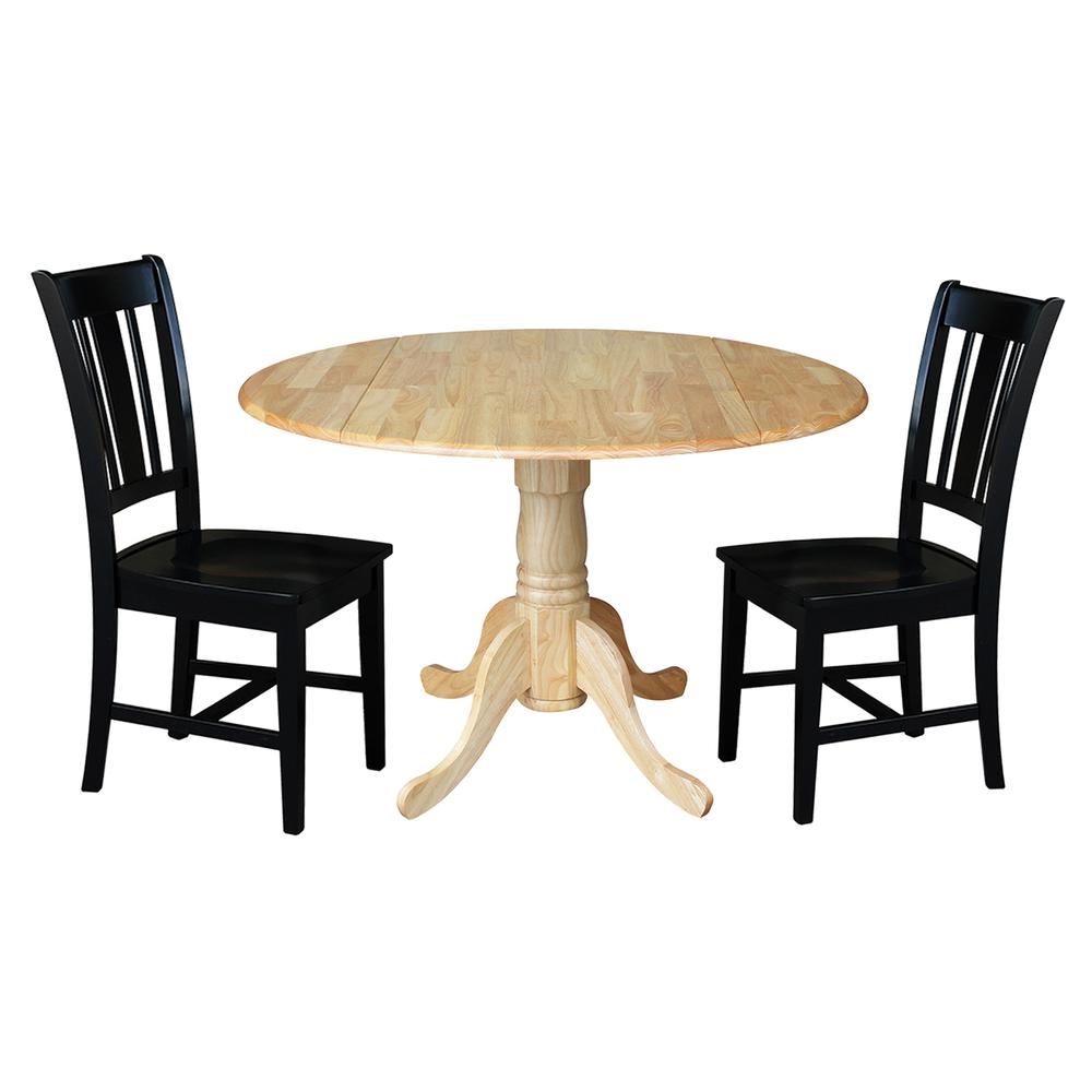 42 in. Dual Drop Leaf Table with 2 Splat Back Dining Chairs - 3 Piece Dining Set. Picture 1
