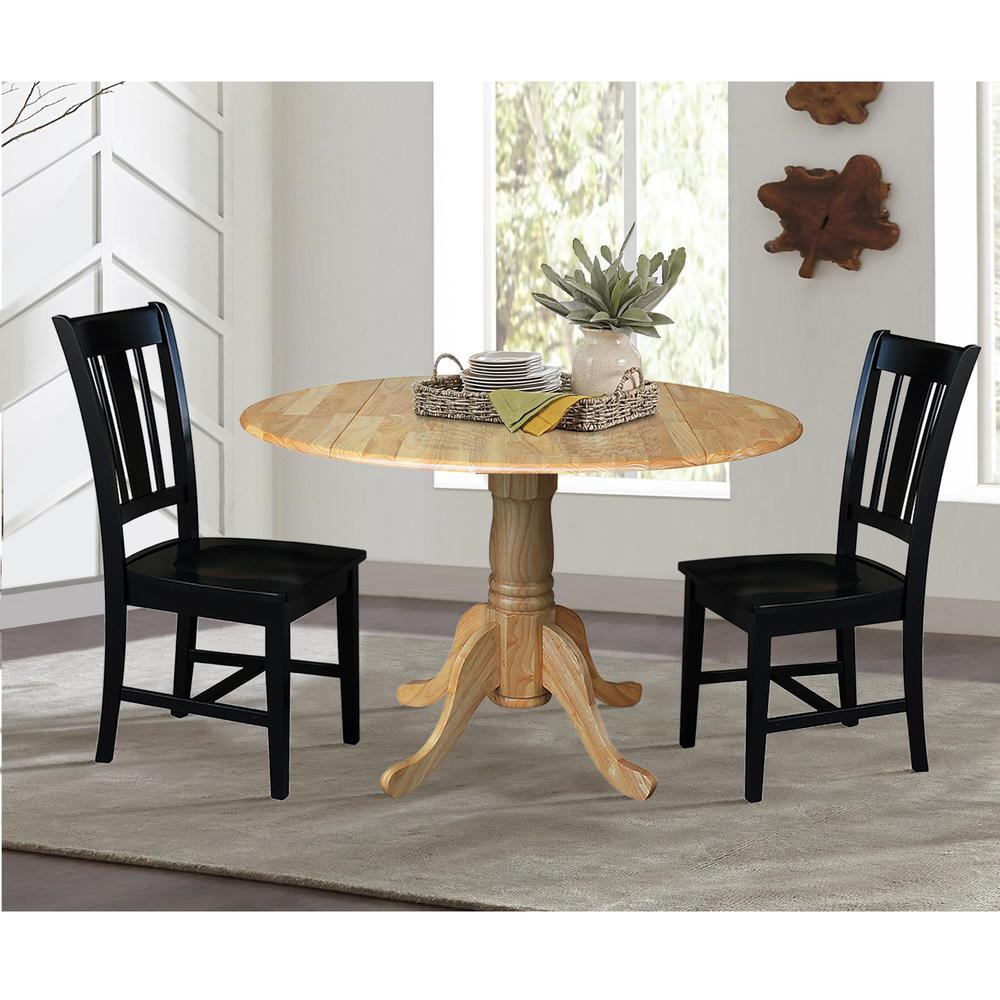 42 in. Dual Drop Leaf Table with 2 Splat Back Dining Chairs - 3 Piece Dining Set. Picture 2
