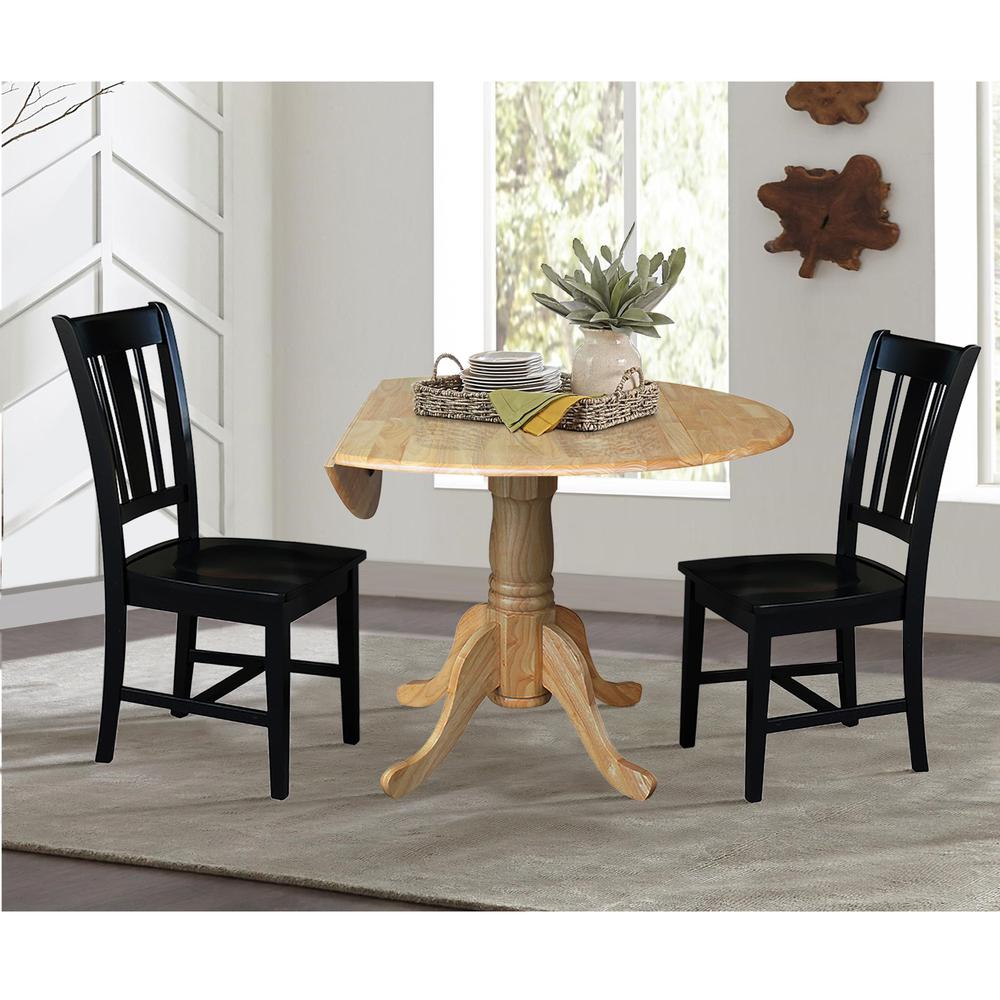 42 in. Dual Drop Leaf Table with 2 Splat Back Dining Chairs - 3 Piece Dining Set. Picture 4