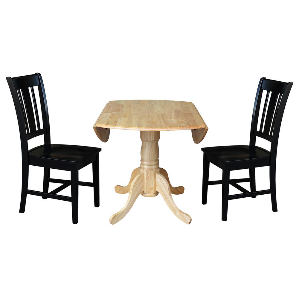 42 in. Dual Drop Leaf Table with 2 Splat Back Dining Chairs - 3 Piece Dining Set. Picture 5