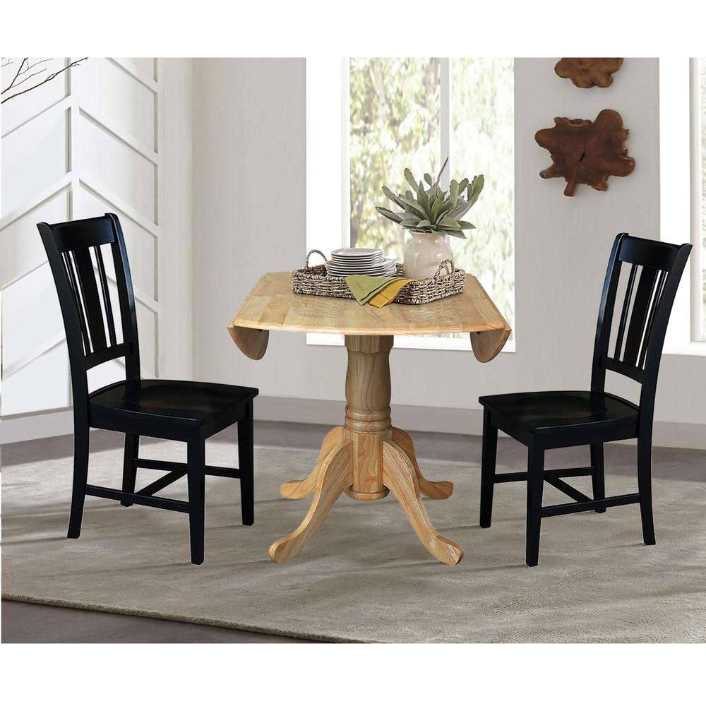 42 in. Dual Drop Leaf Table with 2 Splat Back Dining Chairs - 3 Piece Dining Set. Picture 6