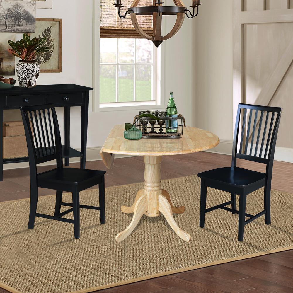 42 in. Dual Drop Leaf Table with 2 Slat Back Dining Chairs - 3 Piece Dining Set. Picture 4